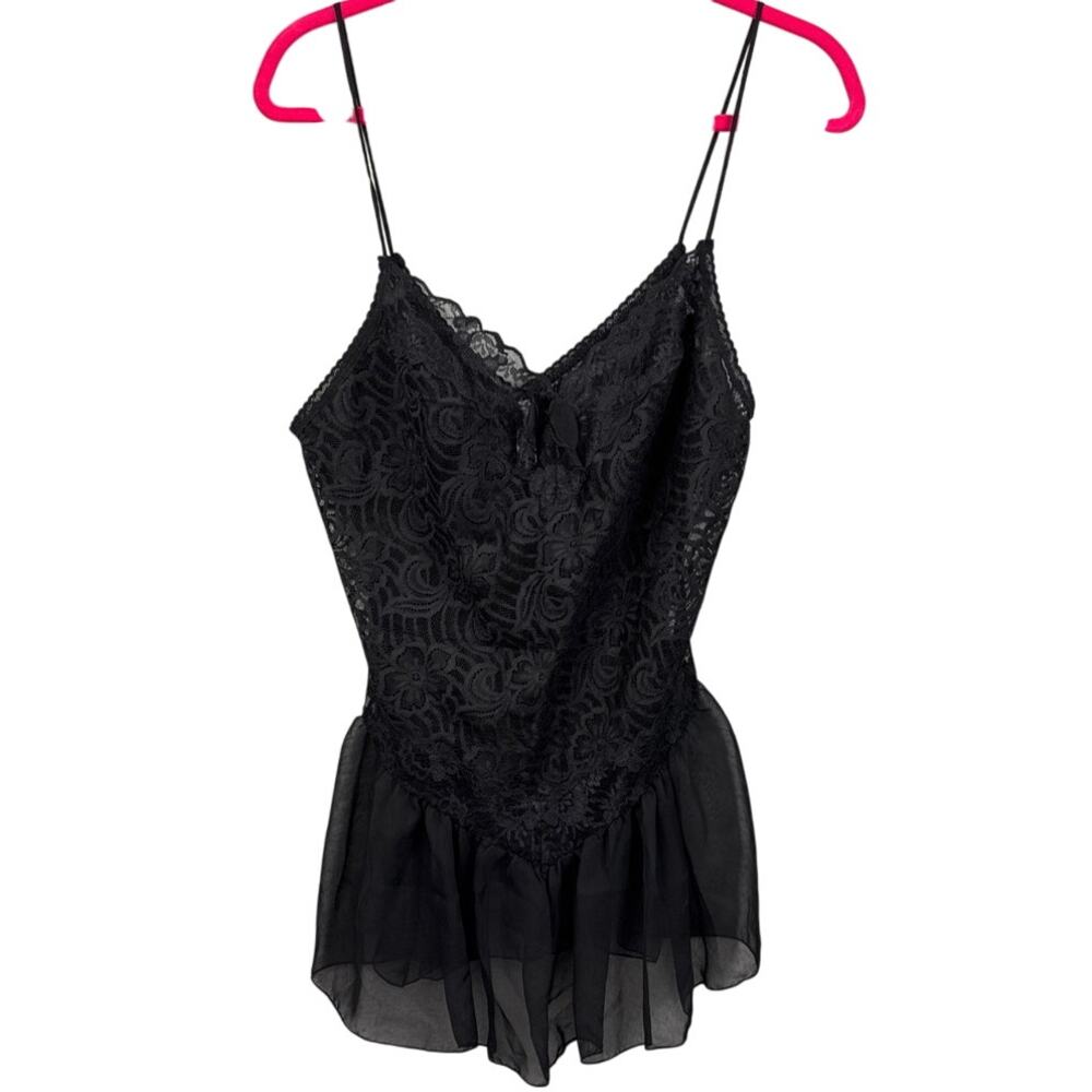 Y2K Vintage  Lace Camisole Sheer Spaghetti Strap Whimsygoth Coquette Val Mode - Picture 2 of 7